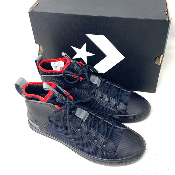 Converse Ultra Future Sport Mid Top Black Red Leather Mesh Shoes Women's A01426C - Picture 7 of 9